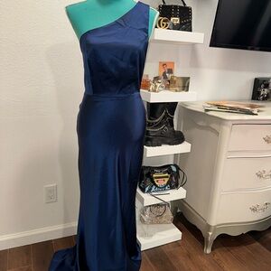 Fashion Nova Midnight Blue One-Shoulder Dress
